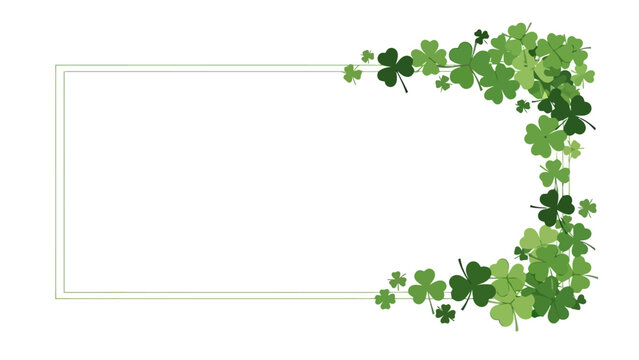 A decorative border of green shamrocks and clovers frames a blank white space, perfect for St. Patrick's Day or spring-themed designs.