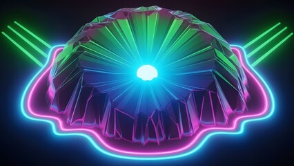 Neon lit futuristic illustration of a brain with vibrant glowing lines