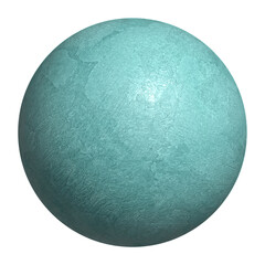 Turquoise stone sphere with rough mineral texture isolated. Blue patina orb.