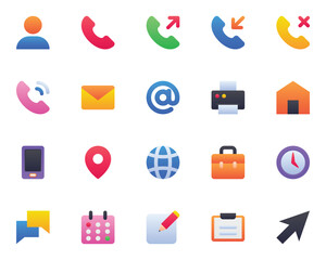 Gradient color icons set for Contact