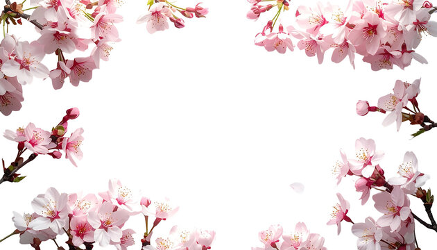 Cherry Blossom Frame Isolated on Transparent Background