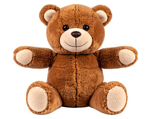 Obraz premium Adorable brown teddy bear with sewn accents that is isolated, cut out