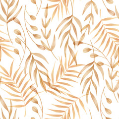 Obraz premium A delicate seamless pattern featuring soft, muted green leaves. The elegant, minimalist design combines botanical elements with a gentle watercolor effect