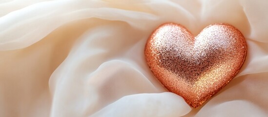 Subtle Rose Gold Heart Against a Soft Cream Backdrop