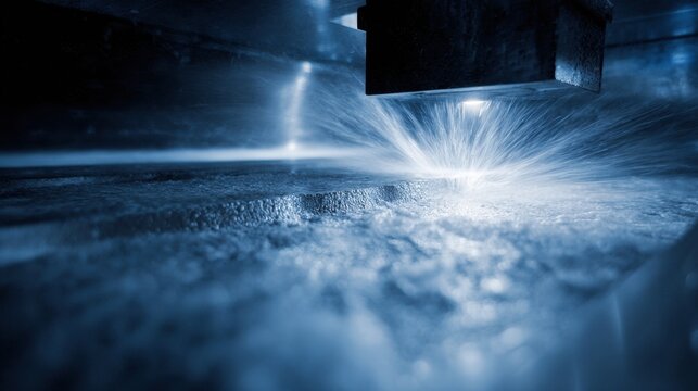 Fastpaced medium shot of UV light curing a hard metal coating emphasizing the rapid solidification process and strengthened surface texture.