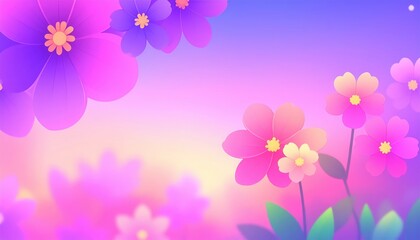 Fototapeta premium Cute Pastel Flower Illustration with Pink and Purple Gradient Background