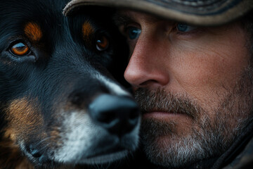 Generative ai image of person holding leash while training cute puppy during outdoor obedience session on autumn day