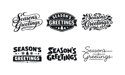 Obraz premium Seasonal Lettering Collection. Seasonal greeting text layout. Set lettering. harmonious lettering variations of the same emblematic concept, each