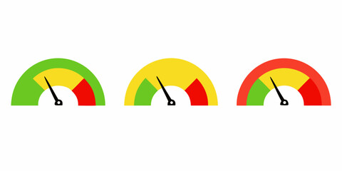 Colorful gauge indicators showing varying levels of progress or performance metrics