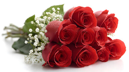 Obraz premium red rose bouquet isolated on white background