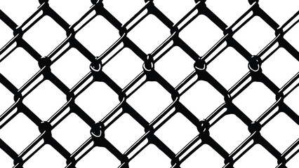 Naklejka premium Close-up of metal chain link fence on white background