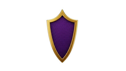 Golden shield with purple patterned insert on transparent background