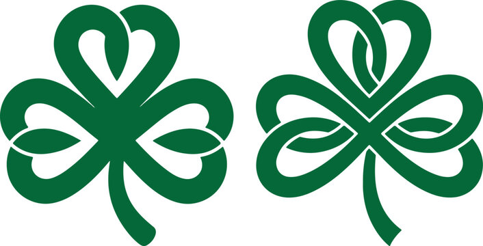 Stylized green shamrock celtic knot design for st patricks day