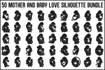  Mother and Baby Love Silhouette Set