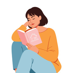 a woman is reading a book © MochHilmi