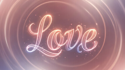 Beautiful shining love text in elegant cursive script illustration