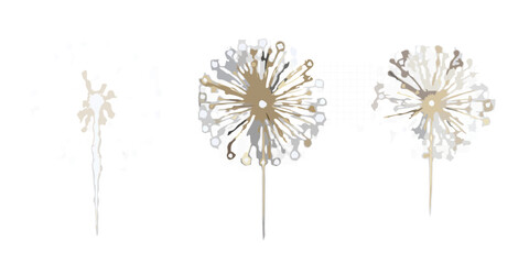 Obraz premium Stages of dandelion seed dispersal illustrated against a dark background