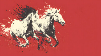 Authentic chinese calligraphy horse year backdrop