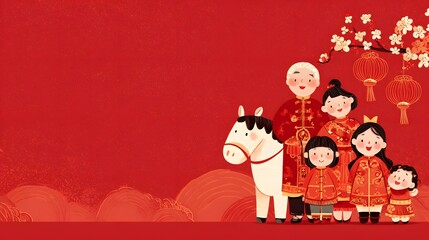 Authentic chinese family celebration horse year background