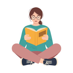 a woman is reading a book