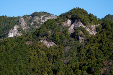 熊野古道風伝峠付近の旧道から見る山の風景