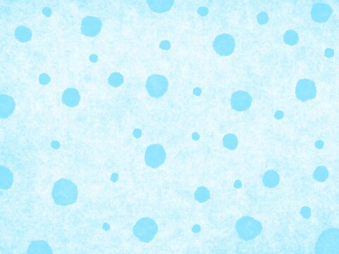 薄水色をバックに大小の水色水玉模様が入った和紙風、背景素材イラスト