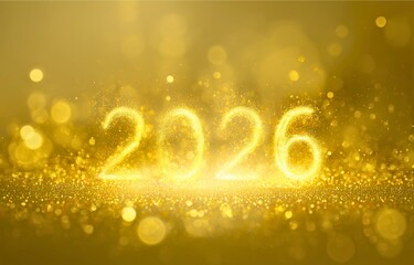 2026 Golden Bokeh New Year Background with Festive Light Effects
