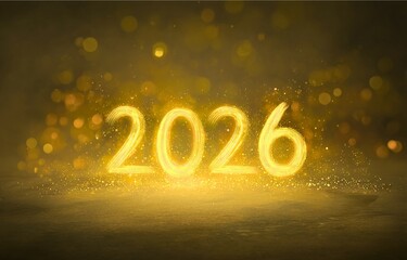 2026 Golden Bokeh New Year Background with Festive Light Effects