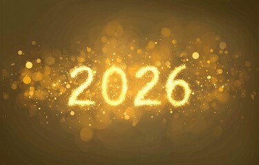 2026 Golden Bokeh New Year Background with Festive Light Effects