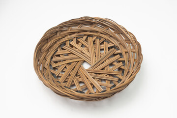 Woven rattan basket on White Background