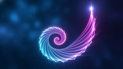 Continuous innovation, an abstract spiral of light representing expanding ideas and constant progress.