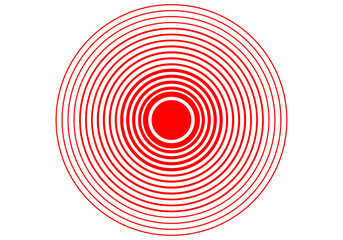 C&iacute;rculo rojo con anillos conc&eacute;ntricos simulando se&ntilde;al de dolor o radar