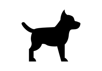 Silueta negra de perro pequeño de perfil sobre fondo blanco © Gabrieuskal