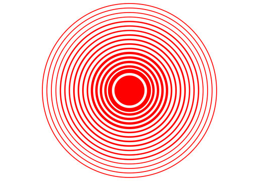 C&iacute;rculo rojo con anillos conc&eacute;ntricos simulando se&ntilde;al de dolor o radar