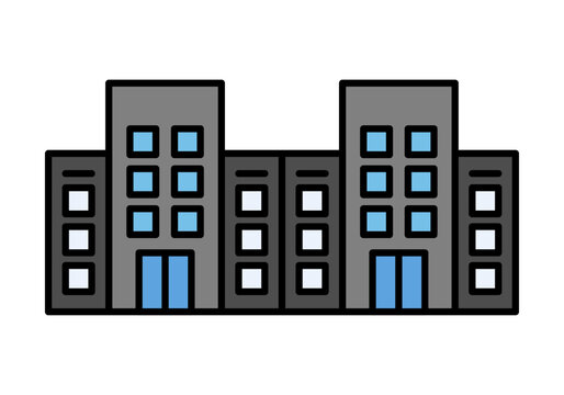 Edificio de oficinas o complejo residencial urbano de estilo lineal