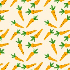 Organic Carrot Seamless Pattern Illustration