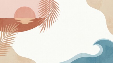 Fototapeta premium Serene sunset over tranquil waves beach escape digital art tropical environment aerial view nature's beauty and relaxation concept for enhanced visual experience