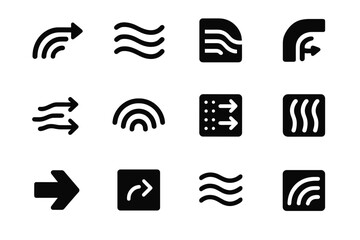 Intake arrow tile drift suction curved collection micro icon airflow vector ripple