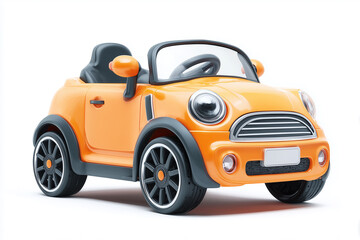 Fototapeta premium Children's electric toy car with a safe round design and a modern mini car look on a white background.