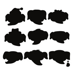 Set of black elephant silhouettes, isolated on a white background. Simple animal shapes for logo and icon design