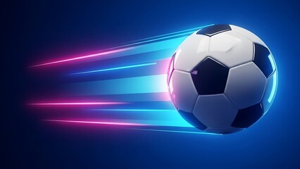 Naklejka premium Soccer ball with motion blur and light streaks, futuristic concept