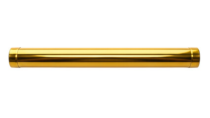 Golden cylindrical tube, isolated on transparent background