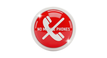No Mobile Phones Sign, Red Button, Prohibition Symbol, Communication Restriction
