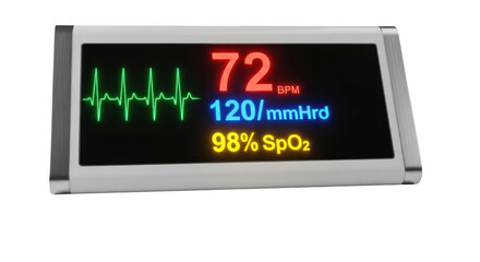 Medical Pulse Oximeter Displaying Heart Rate and Oxygen Saturation