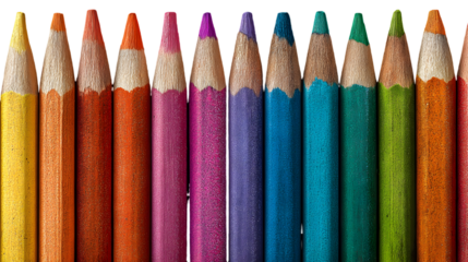 A collection of colorful pencils arranged in a row on a black background