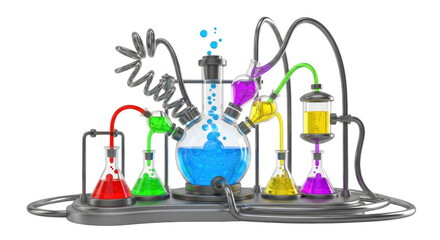 Colorful Chemical Reaction Lab Equipment