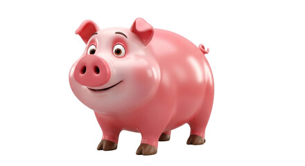 Cute 3D Cartoon Pink Pig Character with a Smile - Isolated on White