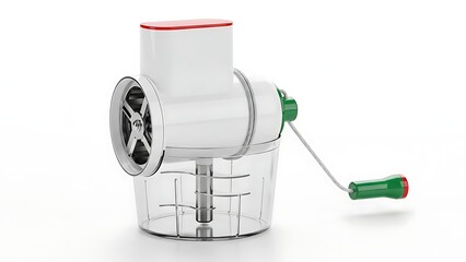 Manual food chopper with green handle and clear container