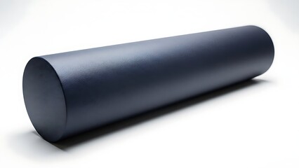 Black cylindrical object on white background