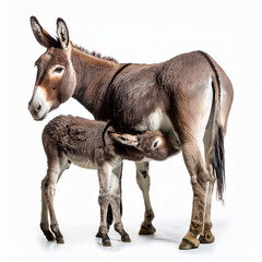 Fototapeta premium donkey, breastfeed, animal, farm, mammal, animals, nature, grass, baby, brown, mule, head, field, livestock, rural, domestic, white, agriculture, fur, burro, wild, young, donkeys, mother, white